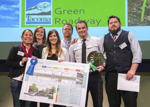 KPG received the top award for its work on a green roadway in the South Tacoma Way business district as part of the Tacoma Green Infrastructure Challenge competition. (PHOTO COURTESY CITY OF TACOMA)