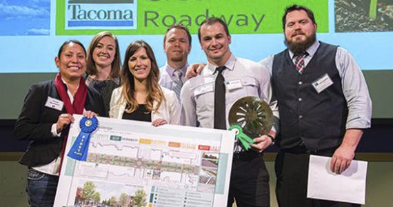 KPG received the top award for its work on a green roadway in the South Tacoma Way business district as part of the Tacoma Green Infrastructure Challenge competition. (PHOTO COURTESY CITY OF TACOMA)