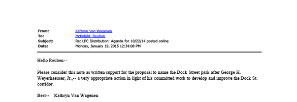 Letters to Tacoma City Hall support Weyerhaeuser Park along Thea Foss Waterway
