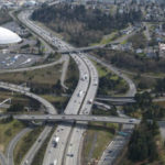 Washington State Department of Transportation (WSDOT) officials report two bridges — Pacific Avenue (foreground) and McKinley Way (background) — conflict with future plans to widen Interstate 5 through Tacoma in order to create high occupancy vehicle (HOV) lanes. Both bridges will be demolished and rebuilt in phases beginning in April. The project is expected to be completed in 2017. (IMAGE COURTESY WSDOT)