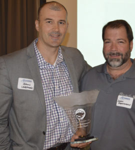 JL Darling’s Jason Landmark and John Mattingly accepted the 12th Annual Tahoma Environmental Business Award from the Tacoma-Pierce County Chamber in 2014. (PHOTO COURTESY TACOMA-PIERCE COUNTY CHAMBER)