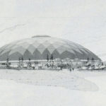 An early rendering of the Tacoma Dome shows the diamond-shaped rooftop design. (COURTESY PHOTO)