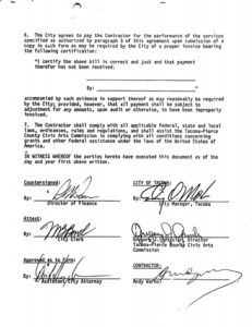 A contract between the City of Tacoma and Andy Warhol called for the Pop artists to be paid $4,500 to create public art for the Tacoma Dome. (IMAGE COURTESY CITY OF TACOMA)