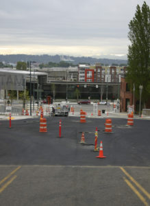 Contractors appear to be close to wrapping up work on a major project to realign South 17th Street in downtown Tacoma near the University of Washington Tacoma. (PHOTO BY TODD MATTHEWS)