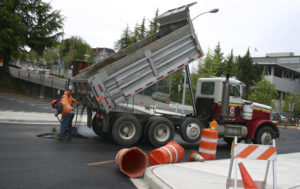 Contractors appear to be close to wrapping up work on a major project to realign South 17th Street in downtown Tacoma near the University of Washington Tacoma. (PHOTO BY TODD MATTHEWS)