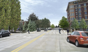 Westbound view of the South 17th Street realignment project in downtown Tacoma near the University of Washington Tacoma. (DESIGN ILLUSTRATION COURTESY CITY OF TACOMA)