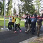 Pedestrians gathered near South 74th Street and South Cedar Street for a ribbon-cutting ceremony to mark the recently restored a 1.8-mile segment of the historic Water Flume Line Trail. (PHOTO BY TODD MATTHEWS)