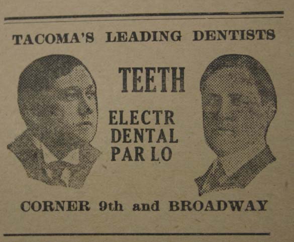 A century ago, the Tacoma Daily Index included display advertisements for downtown businesses that no longer exist. (PHOTO BY TODD MATTHEWS)