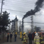 Tacoma fire fighters responded Wednesday morning to reports of a crude oil burning at a refinery located on the Port of Tacoma tide flats. (PHOTO COURTESY TACOMA FIRE DEPARTMENT)