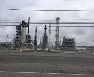 Tacoma fire fighters responded Wednesday morning to reports of a crude oil burning at a refinery located on the Port of Tacoma tide flats. (PHOTO COURTESY TACOMA FIRE DEPARTMENT)