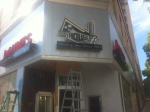 Signage has been installed at the future Original House of Donuts in downtown Tacoma. (PHOTO BY TODD MATTHEWS)