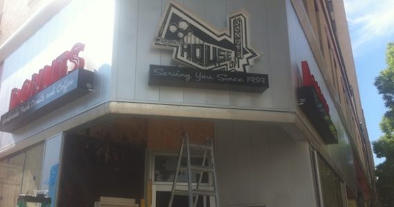 Signage has been installed at the future Original House of Donuts in downtown Tacoma. (PHOTO BY TODD MATTHEWS)