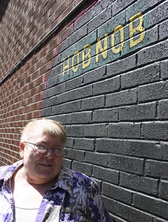 Carolyn Perry outside the Hob Nob lounge in Tacoma. (PHOTO BY TODD MATTHEWS)
