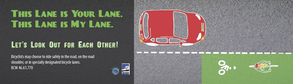 The City of Tacoma recently launched a new campaign to raise awareness of cyclists and pedestrians on local roadways. (IMAGE COURTESY CITY OF TACOMA)