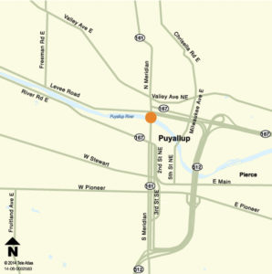 A project map for the State Route 167 Puyallup River Bridge replacement project. (IMAGE COURTESY WSDOT)