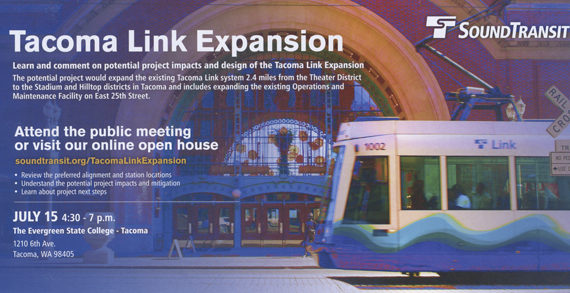 Tacoma Link light rail expansion open house July 15