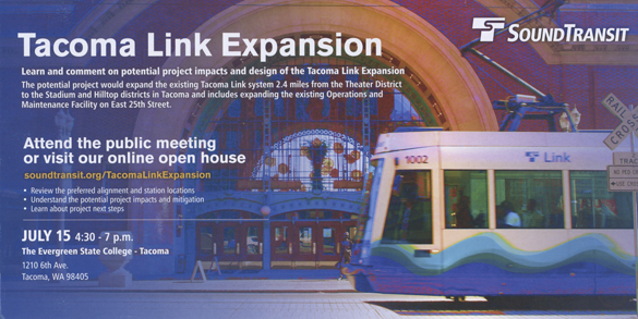 Tacoma Link light rail expansion open house July 15