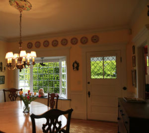 A bay window in the Mead House dining room was salvaged from a mansion built in 1889 for the late lumber baron Henry Hewitt, Jr. The Hewitt House was demolished in 1957. (PHOTO COURTESY SUSAN JOHNSON / ARTIFACTS CONSULTING)