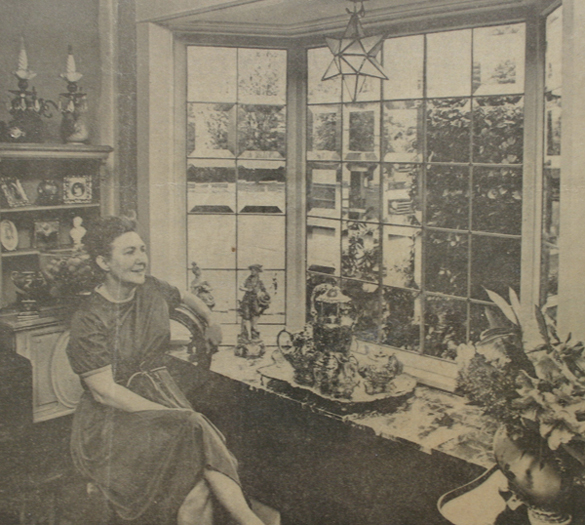 An earlier homeowner, Paula Keyser, posed in the same location in 1965 for a newspaper article about the historically significant home. (IMAGE COURTESY SUSAN JOHNSON / ARTIFACTS CONSULTING)