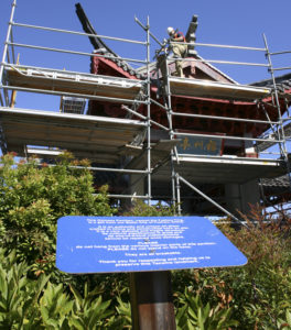 A delegation from Fuzhou, China, is in Tacoma this summer to repair the weathered and damaged Fuzhou Ting in Chinese Reconciliation Park. (PHOTO BY TODD MATTHEWS)