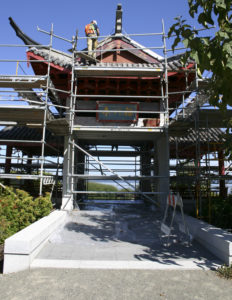 A delegation from Fuzhou, China, is in Tacoma this summer to repair the weathered and damaged Fuzhou Ting in Chinese Reconciliation Park. (PHOTO BY TODD MATTHEWS)