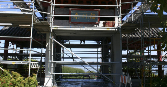 A delegation from Fuzhou, China, is in Tacoma this summer to repair the weathered and damaged Fuzhou Ting in Chinese Reconciliation Park. (PHOTO BY TODD MATTHEWS)