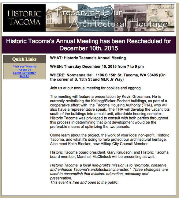**UPDATE/RESCHEDULED** Historic Tacoma annual meeting spotlights Hilltop heritage building renovations
