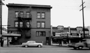 On October 16, 1957, Ogawa spotted a pristine, two-toned 1957 Chevrolet parked near the corner of Fifth Avenue South and South Jackson Street in downtown Seattle. (ELMER OGAWA PHOTOGRAPH / COURTESY UNIVERSITY OF WASHINGTON LIBRARIES SPECIAL COLLECTIONS)
