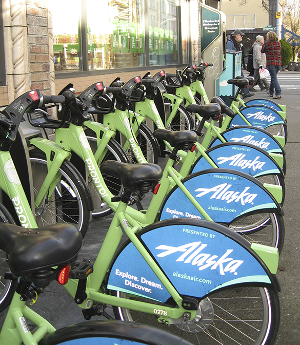 The City of Tacoma issued a Request For Proposals (RFP) in September seeking consultants to complete a feasibility study for a bikeshare program. In Seattle (pictured), a similar programs exists. (PHOTO BY MAGGIE LEE)