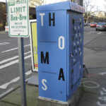 Earlier this year, the City of Tacoma invited local artists to participate in a program to create artwork for traffic signal boxes located throughout the city. Similar programs exist in Seattle (pictured) and Olympia. (PHOTO BY MAGGIE LEE)