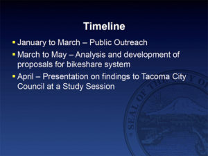 **UPDATE** Bikeshare Planning Study briefing Jan. 13 at Tacoma City Hall
