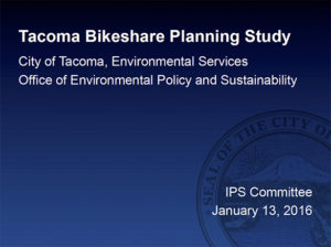 **UPDATE** Bikeshare Planning Study briefing Jan. 13 at Tacoma City Hall