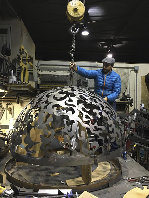 A stress test is conducted on an art installation being created by Jonathan Clarren and slated for downtown Tacoma's Theater District. (PHOTO COURTESY JONATHAN CLARREN)