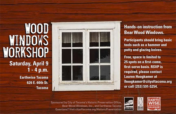 Wood Windows Workshop April 9 in Tacoma