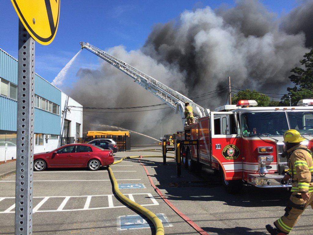 Central Pierce Fire and Rescue respond to a fire that destroyed 25 buses at the Puyallup School District bus maintenance facility on Aug. 26, 2016. Credit: Central Pierce Fire and Rescue