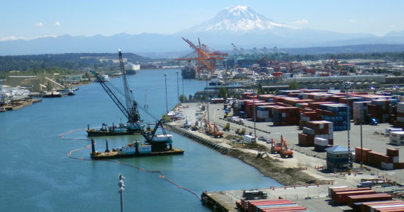 Pile driving begins on Tacoma tide flats