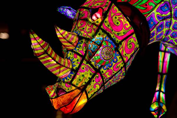 Lighted alebrijes (Oaxacan-Mexican folk art sculptures of fantastical creatures) by artists Ruben Castillo and Oscar Becerra. Credit: Consulado de México en Seattle /  Tacoma Art Museum
