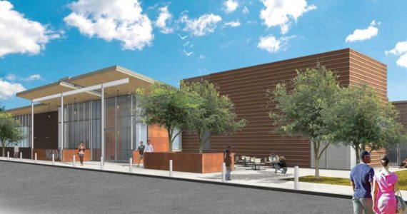 Artist's rendering of the new Eastside Community Center which is set to begin construction on the campus of Tacoma's First Creek Middle School in 2017, with opening planned for 2018. Credit: Metro Parks.