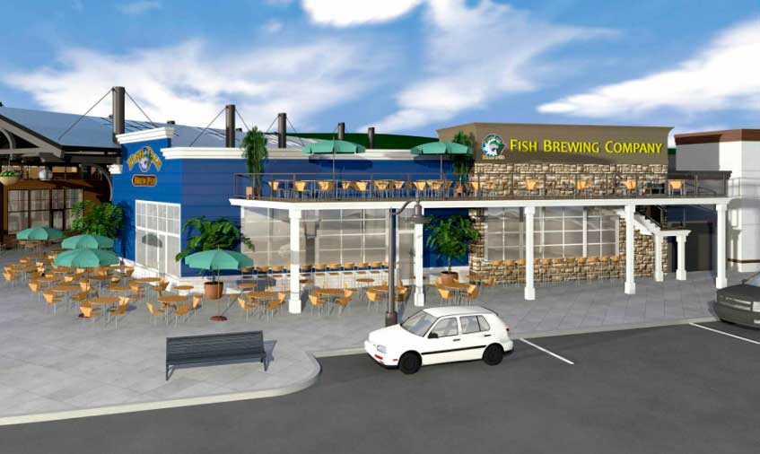 Artist's rendering of the new Fish Brewing Company Pub & Eatery scheduled to open in summer 2017 at Point Ruston in Tacoma. Credit: Fish Brewing Co.