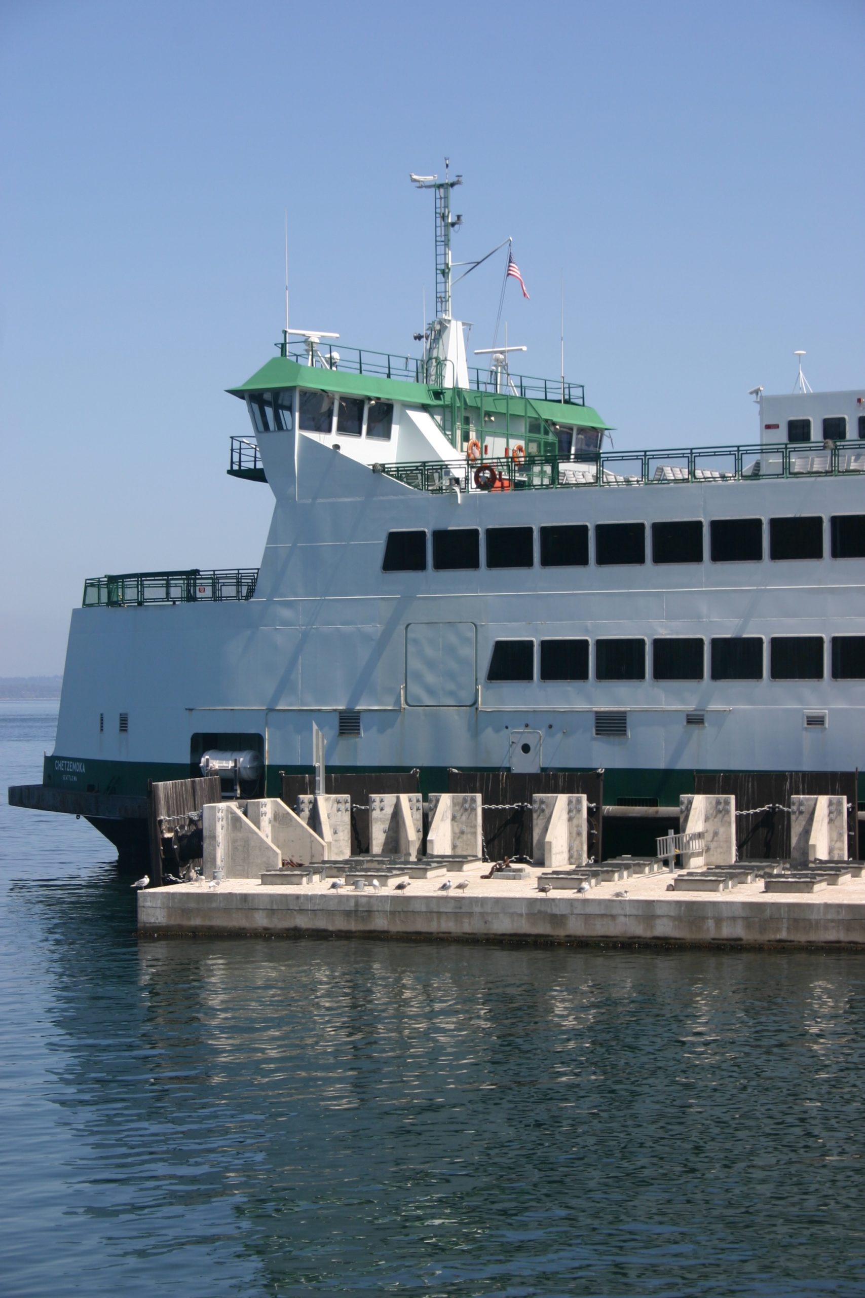 Washington State ferry Chetzemoka at the Point Defiance dock in Tacoma. Credit: David Guest / TDI
