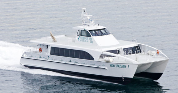 The 118-passenger fast ferry Rich Passage I took a ceremonial first sailing from Bremerton to Seattle last week. Credit: All American Marine