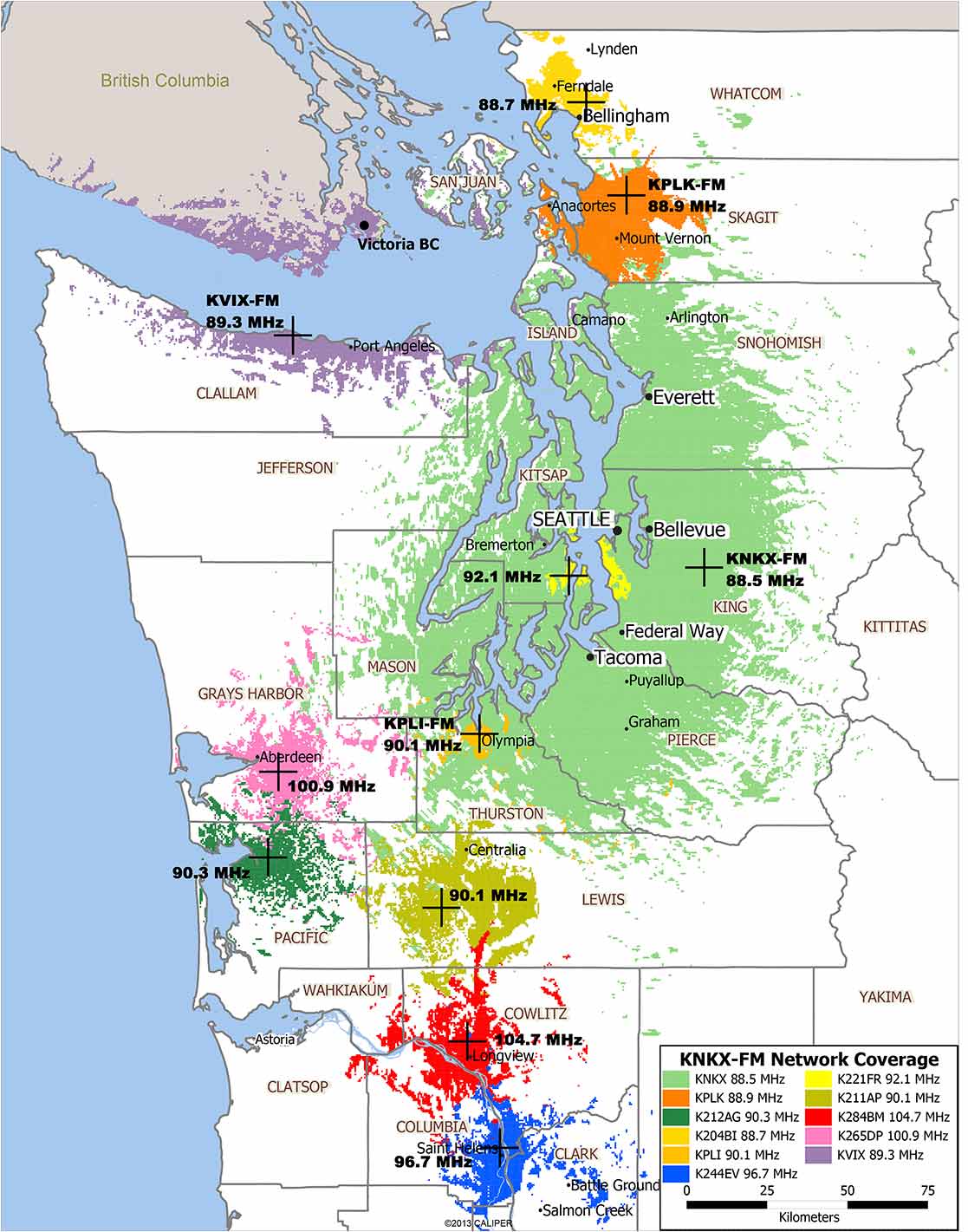 KNKX broadcasting footprint.  Image courtesy of KNKX.