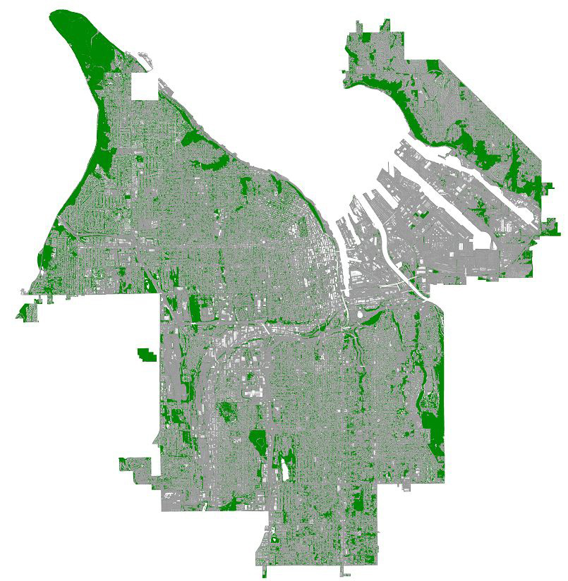 One of my favorite aspects of Tacoma is the preponderance of odd little corners, bays, gulches and unexpected views. This access to the unexpected is my definition of the character of Tacoma. The little white corner near the upper left corner is the town of Ruston. How many cities have another town within their borders?2009 NAIP Imagery and LiDAR OBIA-based Canopy Cover for Tacoma, WA courtesy: University of Washington