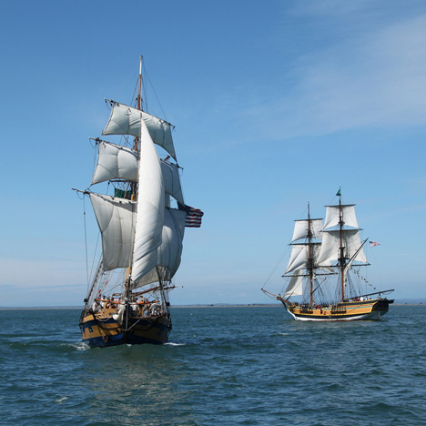 The Lady Washington with an unidentified historic shipPhoto by TDI Staff