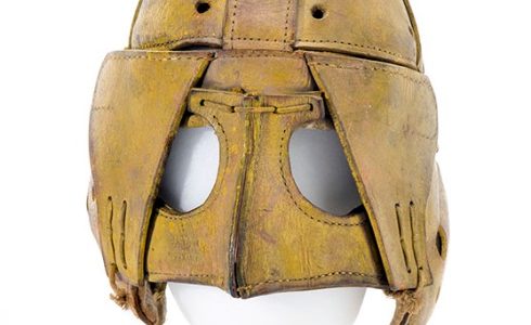 1906 football helmet, image courtesyPro FootballHall of Fame