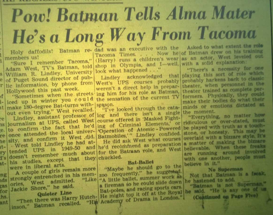 archives from the Tacoma Public Library's Northwest Room.Photos by Morf Morford Photos: Bat-ballet and more from a UPS interview with Adam West