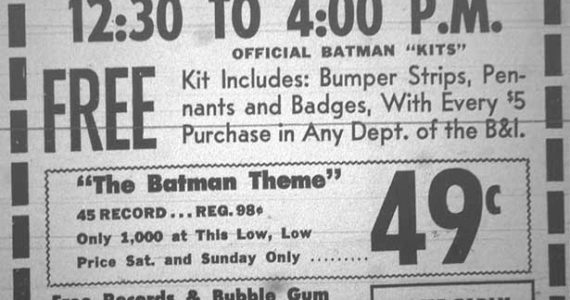 archive from the Tacoma Public Library's Northwest Room.Photo by Morf MorfordPhoto: a B & I advertisement for Batman's visit