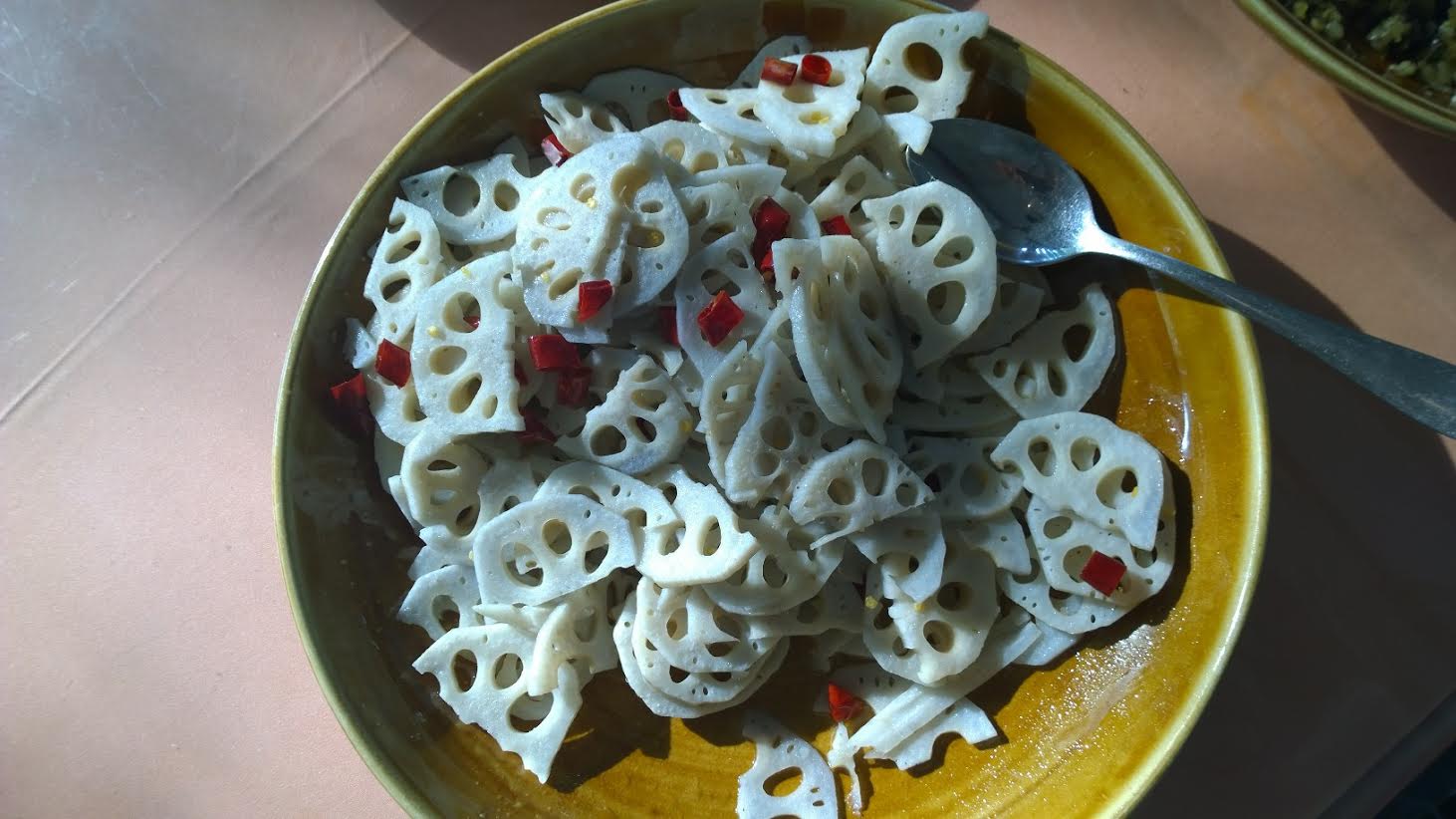 We might think that we invented fast food, but Asia has had it for millennia - but it looks like this. These are sliced lotus roots.Photo: Morf Morford