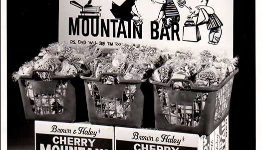 A display box of Cherry Mountain BarsImage courtesy Brown & Haley