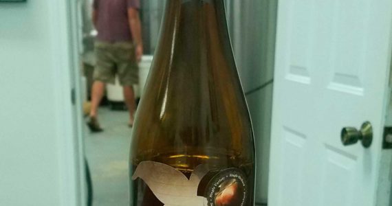 A bottle of perry bottled in the Wenatchee area.  Most Pacific NW perry makers produce the beverage with their own pears, at their own cideries.   Photo courtesy Washington State University